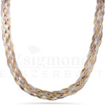  Ezüst háromszínű aranyozott fonott alkalmi lánc - 42 cm / 8, 5 mm (AG28207) AG28207