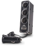 Forever CSS-03 3in1 Socket Splitter 2xUSB-A univerzális autós töltő és elosztó, fekete