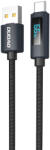Dudao L7T USB-A - USB-C 66W kábel LED kijelzővel, 1m - fekete