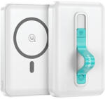 USAMS Magsafe Powerbank PB64 hordozható külső akkumulátor és vezeték nélküli Magsafe töltő, QC3.0/PD, USB-C/USB-C, 10000mAh, 20W, fehér