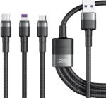 XO NB-Q191 USB Cable 3in1 Micro-USB, Type-C, Lightning kábel, 40W, 1.2m, fekete