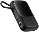 Baseus Qpow Pro+ 10000mAh 22.5W-os powerbank beépített USB-C kábellel és kijelzővel - fekete