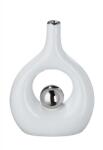  „Modern Harmónia - Fehér kerámia váza krómozott gömbbel 22cm