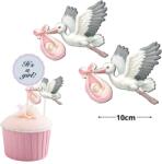  Nyomtatott dekorkarton - Gólya babával rózsaszín 2db/csomag