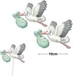  Nyomtatott dekorkarton - Gólya babával zöld 2db/csomag