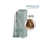 Pro.co Vopsea de par profesionala - fara amoniac - SUPERB - PROCO - 100 ml - 8 0 BLOND DESCHIS (U8/0)