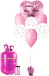 Personal Set de petrecere personalizat cu heliu - Inimile roz 16 buc