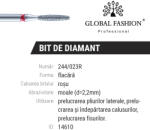 Global Fashion Bit cuticula diamantat, flacara, rosu, 244-023R