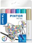 Pilot Pintor dekormarker készlet, 1.4 mm, M, 6 különböző metál szín (PDMPTMM6)