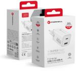 Forcell F-ENERGY Mini GaN III VT-36 utazó töltő 1 x Type C + 1x USB A aljzattal, PD QC4.0 45W fehér