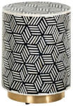 Richmond Bliss 36 Geometrikus Csont Kisasztal Fekete-Fehér Arany Alappal (KHM-7621)