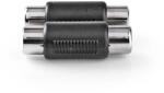 Nedis Adaptor audio stereo Nedis 2x RCA mama - 2x RCA mama, negru (CAGB24952BK)