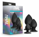 Anal Adventures Platinum - set butt plug anal - 3 piese - silicon negru