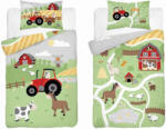  Bambusz ágynemű huzat 90*120 cm - Zöld farm piros traktorral