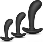 FUKR Készlet 3 db mini szilikon anál dugó - 11 x 3, 5 cm, fekete