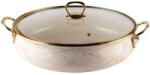 Goldmann Cratita joasa emailata, 24x8cm, 3.2 litri, manere titan aurii, capac sticla, inclusiv inductie, Goldmann, bej (GM 8040-24B)