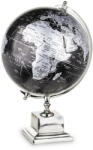 Art-Pol Loyd design fekete-ezüst földgömb asztali dekoráció masszív ezüst színű lépcsős talpon 50x30x31cm (135294)