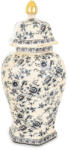 Art-Pol Viktoriánus krémfehér virágos kerek kerámia amfora aranyszín fedeles fogantyúval 46x21x21cm (176084)