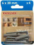 KOELNER B-UNIFIX-06K . . . . UNIPLUG nylon dübel 6x30mm+ derékszögű kampó 3, 5x55mm (6db/csom, 16csom/dob) (64448)