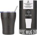 Estia Home Art Cană de Cafea Save The Aegean Pahar Termos Reciclabil din Oțel Inoxidabil Fără BPA 350ml Noir Echo cu Pai 01-22891 (01-22891)