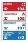  Segélykérő telefonszámok tábla