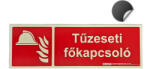  TŰZVÉDELMI / TŰZESETI FŐKAPCSOLÓ öntapadó felirat - Tűzvédelmi jel, Utánvilágító jel 30x10 cm - IMPLASER B150