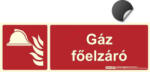  GÁZ FŐELZÁRÓ öntapadó felirat - Tűzvédelmi jel, Utánvilágító jel 30x10 cm - IMPLASER B150