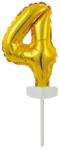  Arany Gold 4-es szám fólia lufi tortára 13 cm (DPA9912678) - kreativjatek