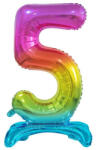  Színes Rainbow 5-ös szám fólia lufi talppal 74 cm (MLG129076) - kreativjatek