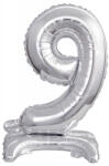  Ezüst Silver mini 9-es szám fólia lufi talppal 38 cm (DPA9911732)