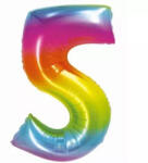  Szivárvány színű, 5-ös szám fólia lufi, 76 cm (210756)
