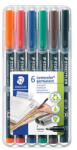 STAEDTLER Alkoholos marker készlet, OHP, 0, 6 mm, STAEDTLER "Lumocolor® 318 F", 6 különböző szín (TS318WP6) - kreativjatek
