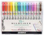Zebra Szövegkiemelő készlet kétvégű ZEBRA Mildliner Cool&Refined, Fluorescent, Warm 1, 4-4, 0 mm 15 darabos (78115) - kreativjatek