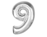 Számok Ezüst 9-es Silver szám fólia lufi 92 cm (MLG189667)