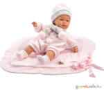  Újszülött lány baba takaróval és cumival 38cm
