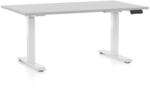 Rauman Masa inaltime reglabila OfficeTech D, 140 x 80 cm, bază albă, gri deschis