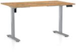 Rauman Masă înălțime reglabilă OfficeTech B, 140 x 80 cm, picioare gri, stejar auriu
