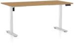 Rauman Masă înălțime reglabilă OfficeTech B, 160 x 80 cm, picioare albe, stejar piatra