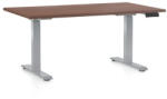Rauman Masa inaltime reglabila OfficeTech D, 140 x 80 cm, bază gri, nuca