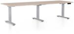 Rauman Masa inaltime reglabila OfficeTech Long, 240 x 80 cm, bază gri, stejar