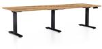 Rauman Masă înălțime reglabilă OfficeTech Long, 240 x 80 cm, picioare negre, stejar auriu
