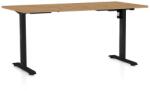 Rauman Masă înălțime reglabilă OfficeTech A, 160 x 80 cm, picioare negre, stejar piatra