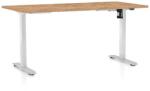 Rauman Masă înălțime reglabilă OfficeTech A, 160 x 80 cm, picioare albe, stejar kraft