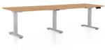 Rauman Masă înălțime reglabilă OfficeTech Long, 240 x 80 cm, picioare gri, stejar kraft
