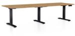 Rauman Masă înălțime reglabilă OfficeTech Long, 240 x 80 cm, picioare negre, stejar piatra