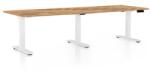 Rauman Masă înălțime reglabilă OfficeTech Long, 240 x 80 cm, picioare albe, stejar auriu