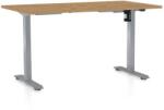 Rauman Masă înălțime reglabilă OfficeTech A, 140 x 80 cm, picioare gri, stejar piatra