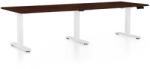 Rauman Masă înălțime reglabilă OfficeTech Long, 240 x 80 cm, picioare albe, wenge