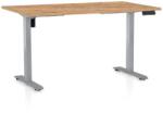 Rauman Masă înălțime reglabilă OfficeTech B, 140 x 80 cm, picioare gri, stejar kraft