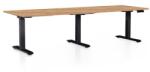 Rauman Masă înălțime reglabilă OfficeTech Long, 240 x 80 cm, picioare negre, stejar kraft